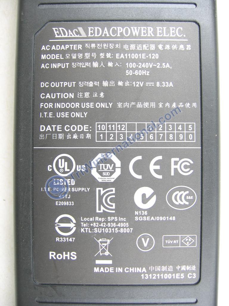NEW EDAC 12V 8.33A EA11001E-120 AC Adapter Power Supply 4 Pin
